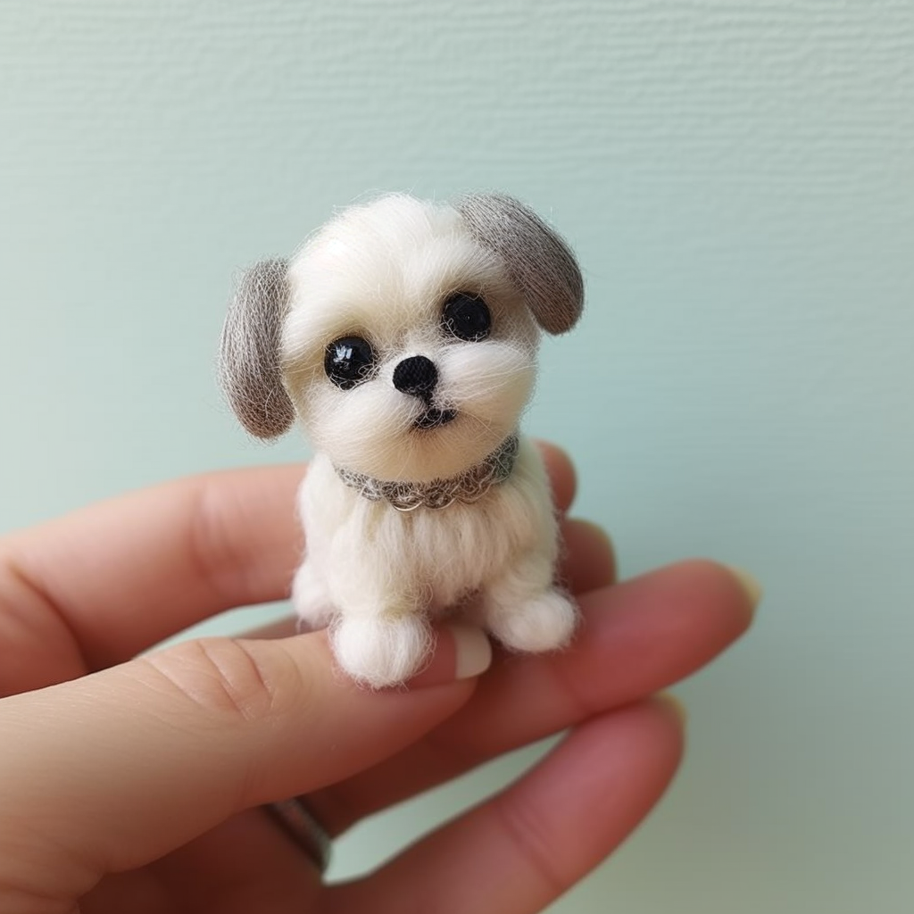 3-1 Custom Felt Puppy, Custom Needle Felted Pendant, Animal Lovers Gift